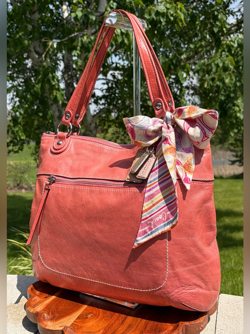 Coach Poppy Glam Tote Pink Glazed Leather 19002 EUC - Picture 4 of 17